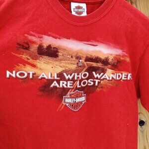 Harley Davidson T Shirt Mens Medium Red New York Not All Who Wander Are Lost